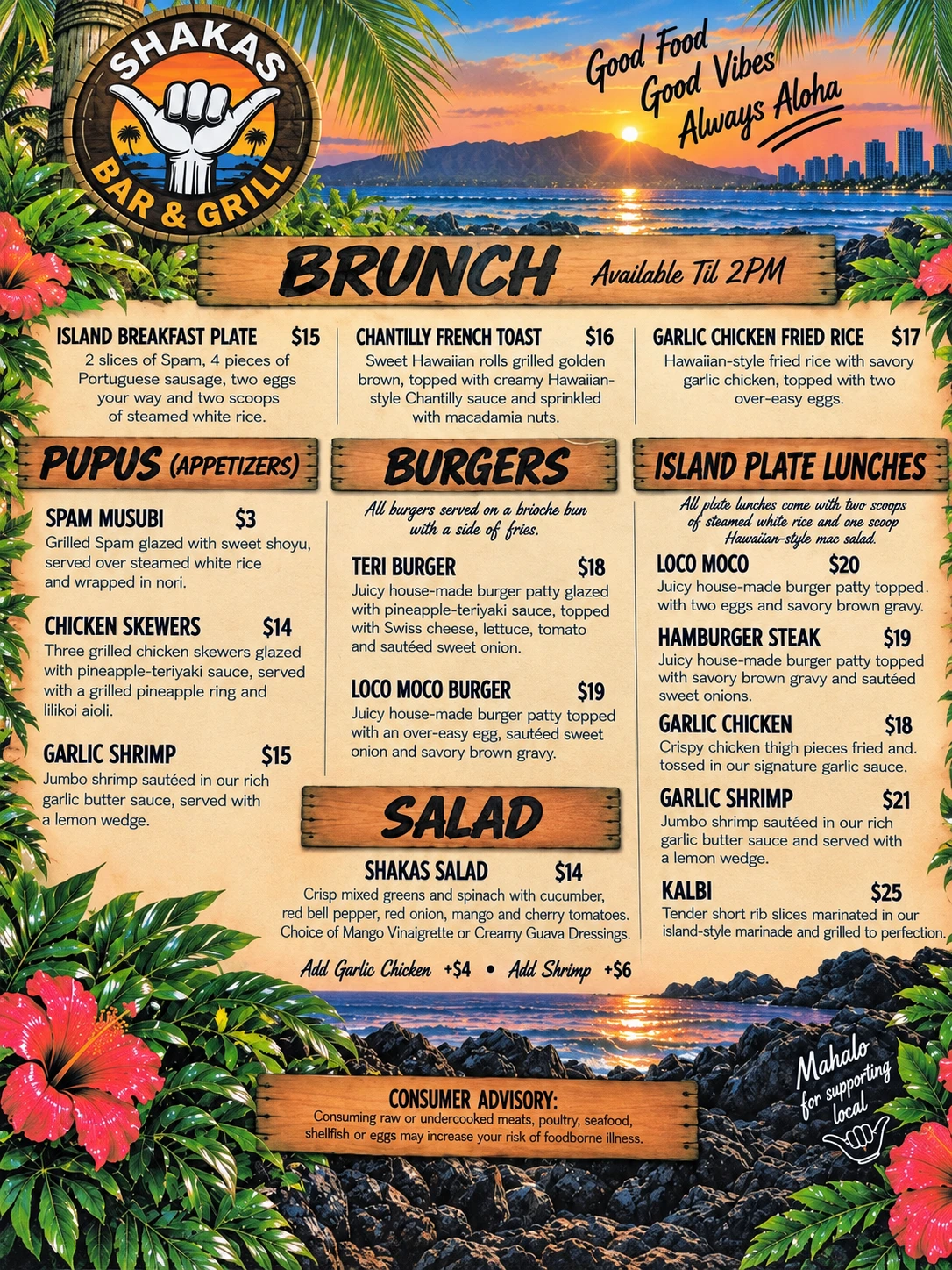 Fullerton menu items, descriptions and prices